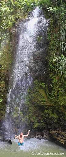 Wally at the base of the Piton Waterfalls 