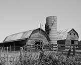 old barns and houses along sideroads